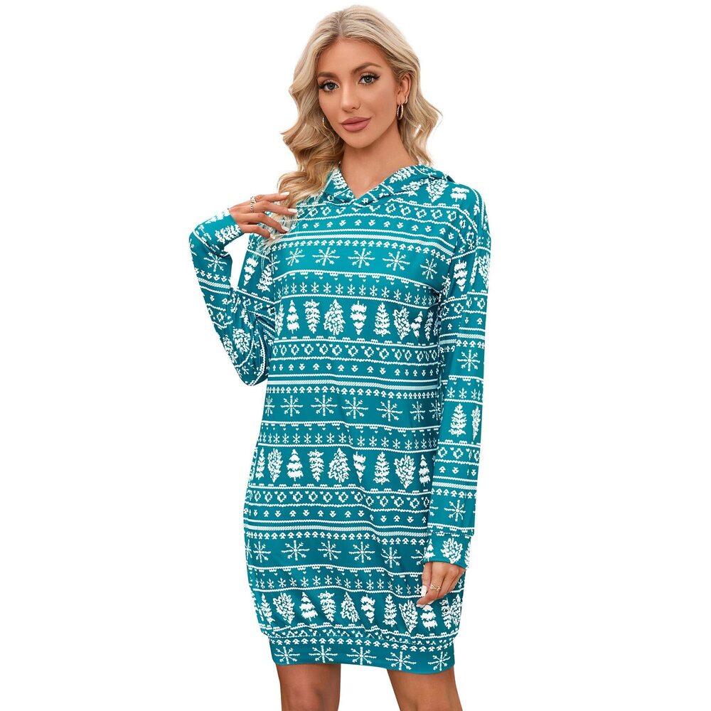 6362 Winter Dresses Cute Christmas Xmas Ugly Long Sleeve Pullover Midi